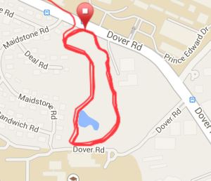 How to find this place. The 1km path is highlighted in red (that's my running track shown by my watch)
